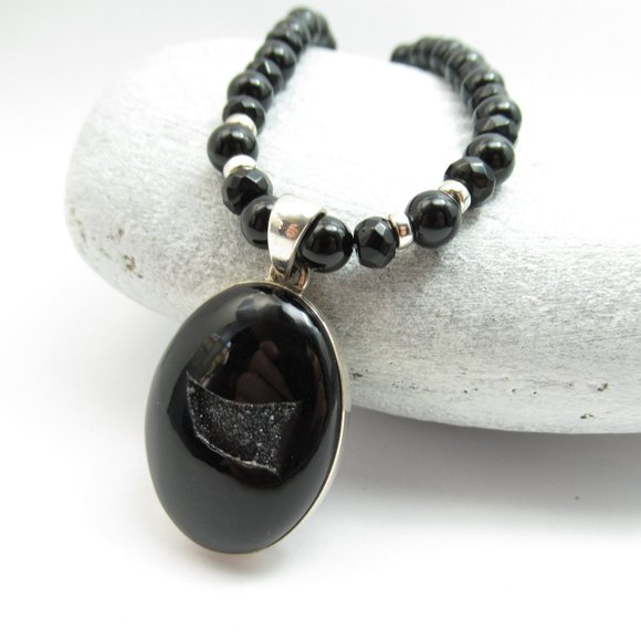 Black Onyx Druzy necklace - Picture 1 of 13